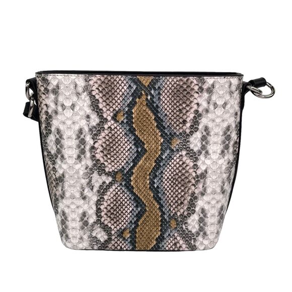 Just Fab Embossed Pleather Snakeskin Small Top Handle Shoulder Bag Purse Womens - Picture 2 of 12